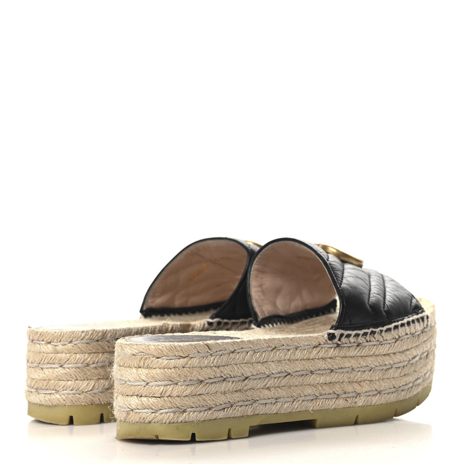 Gucci Nappa Matelasse GG Marmont Platform Espadrille Slide Sandals 36 Black 5 of 9