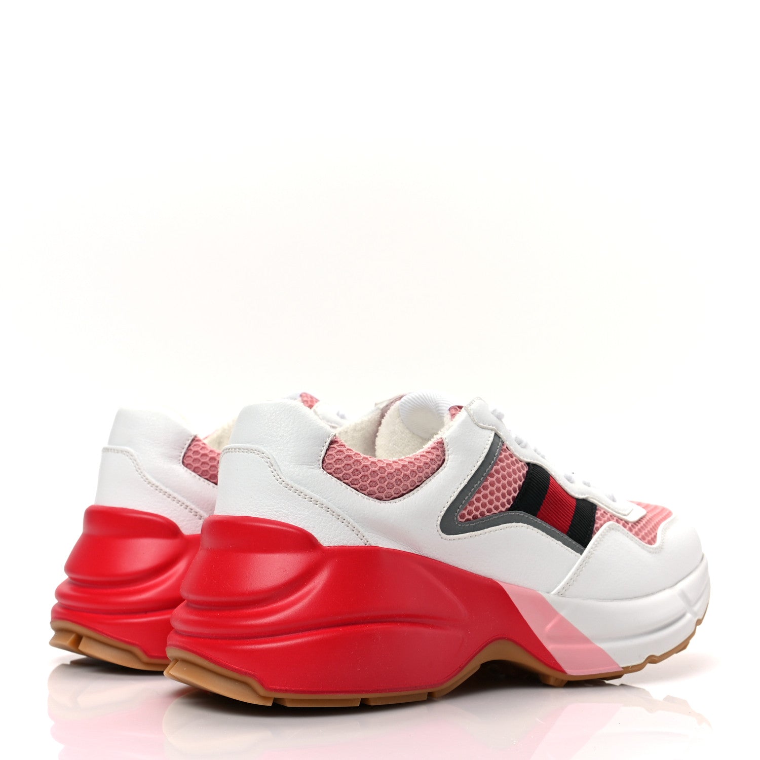 Gucci Lavaredo Eco Fabric Mesh Web Womens Rhyton Reflective Sneakers 37.5 Great White Water Rose Silver 4 of 8