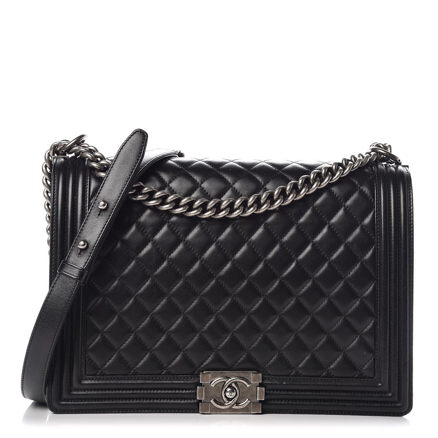 Chanel Lambskin Quilted Large Boy Flap Black 1 of 16