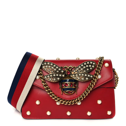 Gucci Nappa Pearl Studded Mini Queen Margaret Broadway Shoulder Bag Hibiscus Red 1 of 11