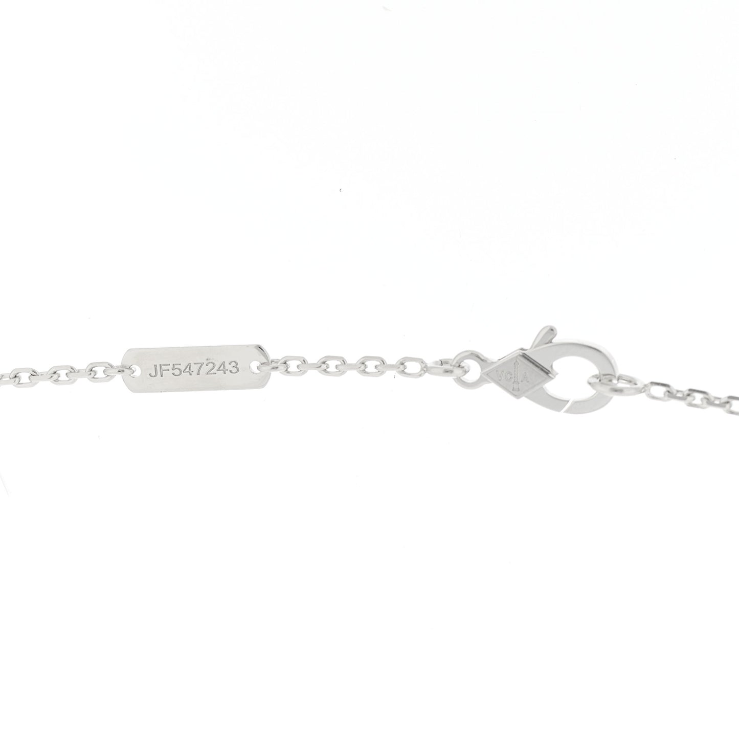18K White Rose Gold Diamond Guilloche Vintage Alhambra Pendant Necklace
