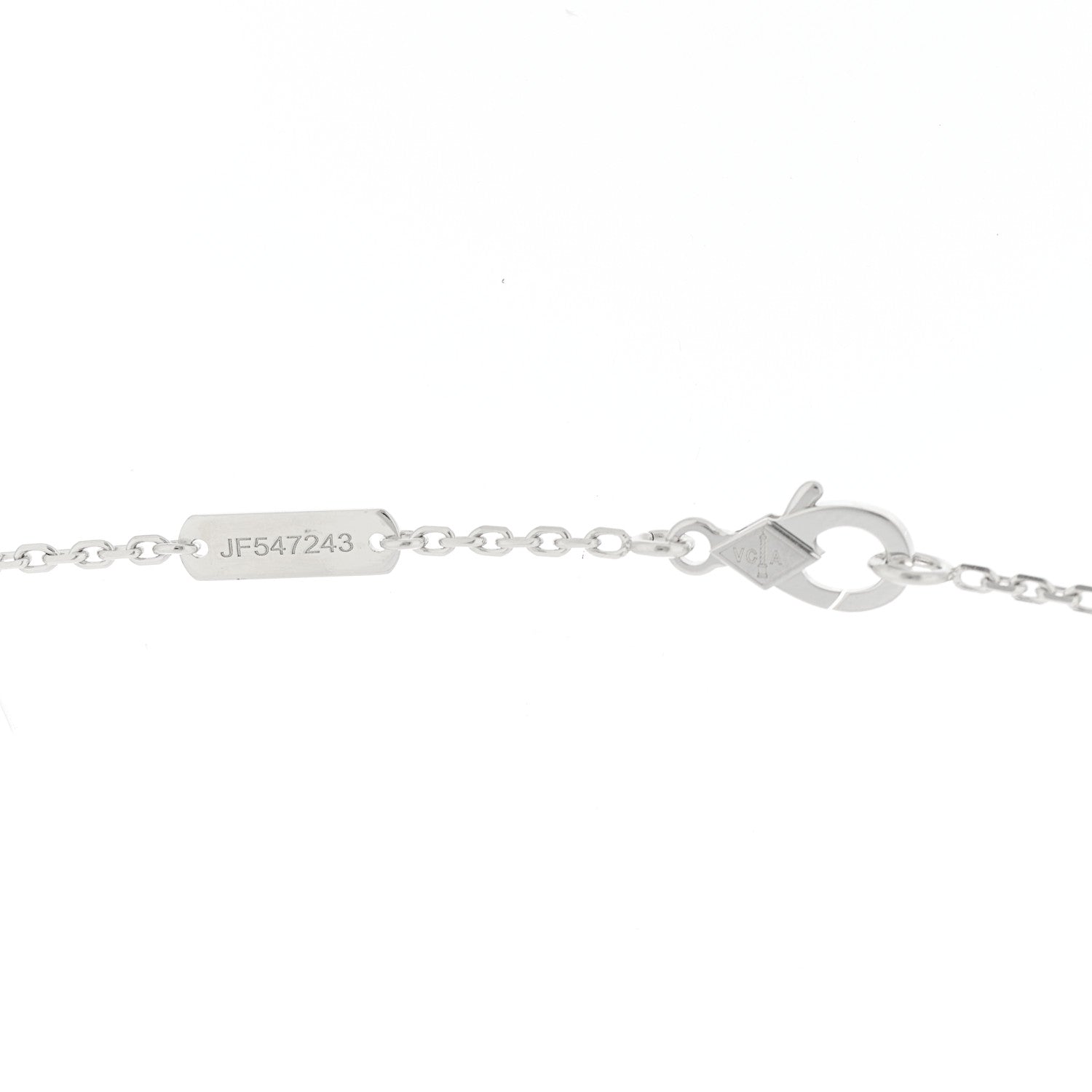 Van Cleef & Arpels 18K White Rose Gold Diamond Guilloche Vintage Alhambra Pendant Necklace 5 of 6