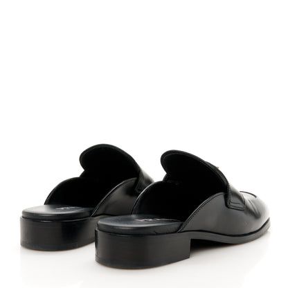 Prada Spazzolato Triangle 40mm Loafer Mules 37.5 Black 5 of 9