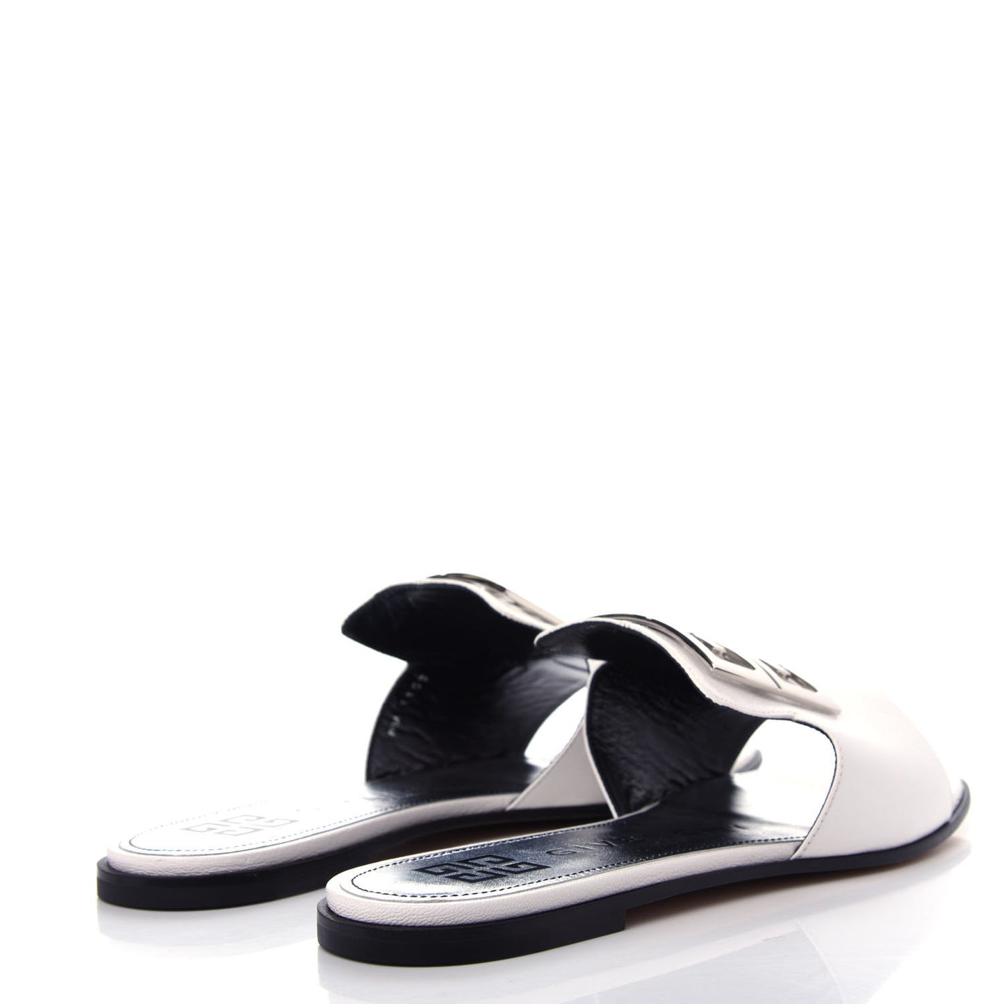 Grained Calfskin 4G Flat Sandals 38 Off White