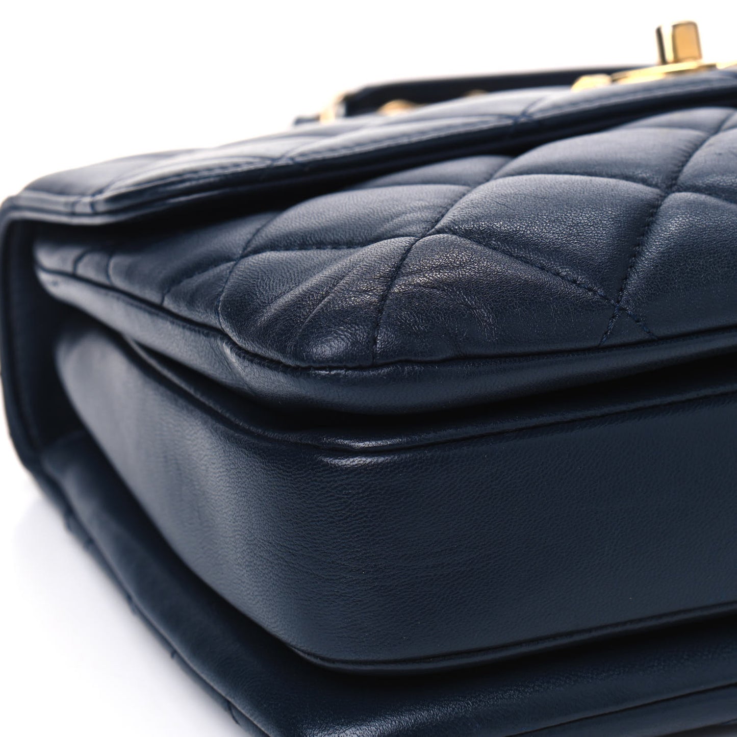 Lambskin Quilted Small Trendy CC Flap Dual Handle Bag Navy