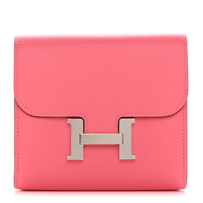 Hermes Evercolor Constance Compact Passant Wallet Rose Azalee 1 of 8