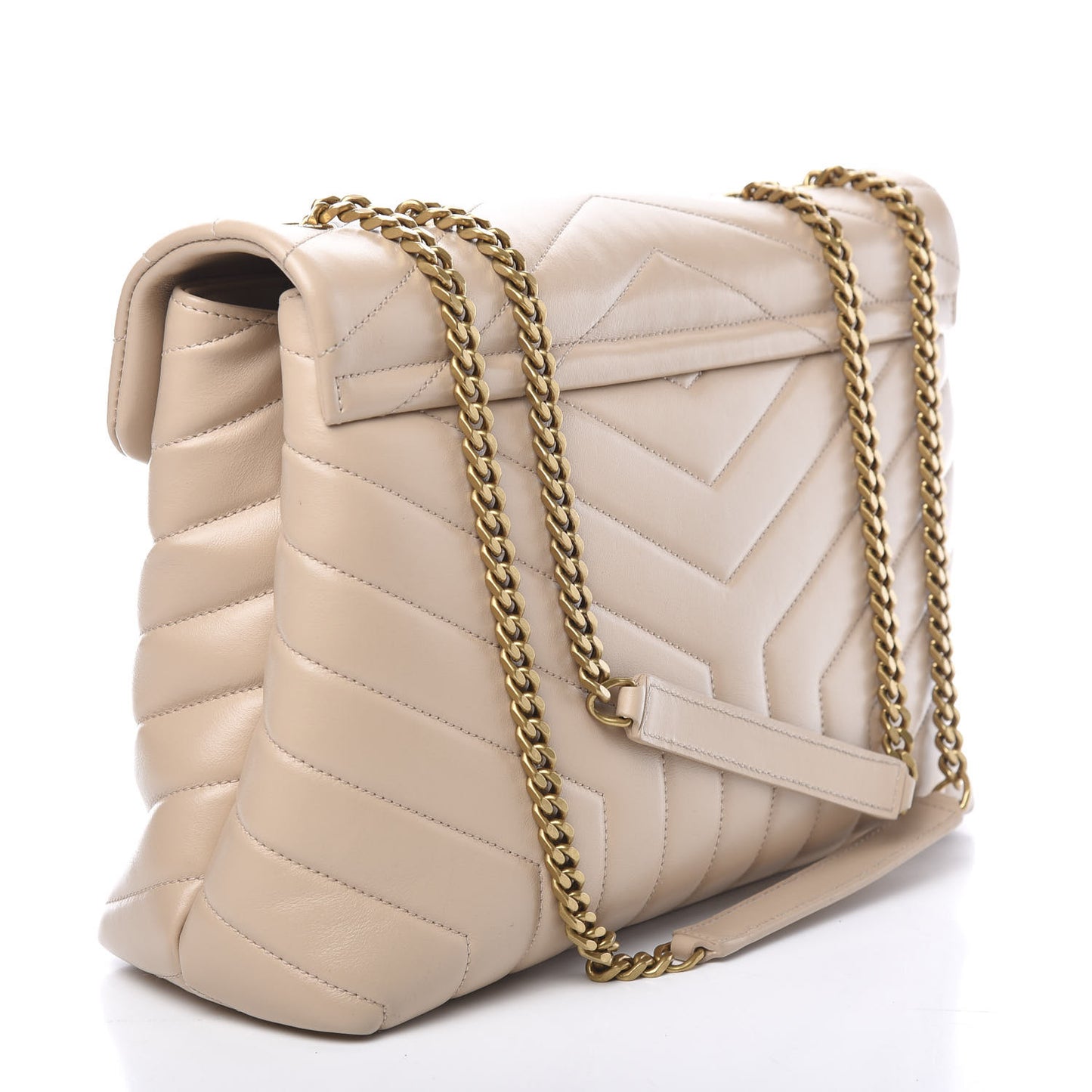 Calfskin Y Quilted Monogram Medium Loulou Chain Satchel Nude Powder