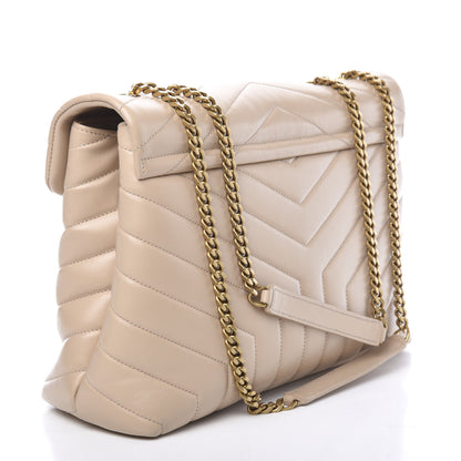 Saint Laurent Calfskin Y Quilted Monogram Medium Loulou Chain Satchel Nude Powder 2 of 9