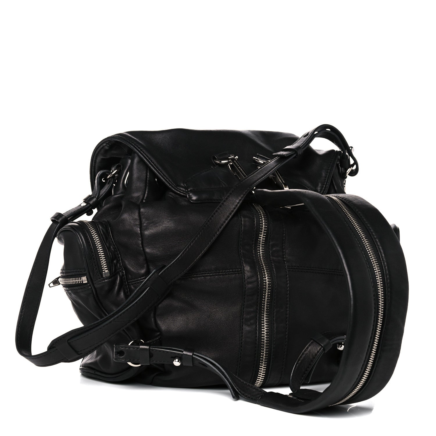 Alexander Wang Lambskin Marti Backpack Bag Washed Black Rhodium Hardware 4 of 9