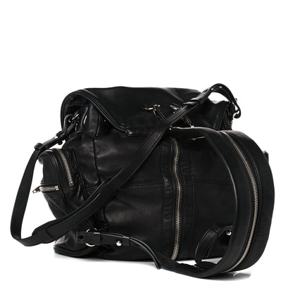 Alexander Wang Lambskin Marti Backpack Bag Washed Black Rhodium Hardware 4 of 9