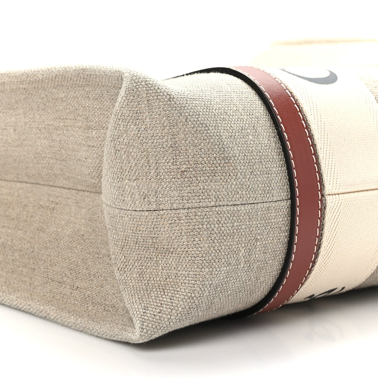 Cotton Calfskin Medium Woody Ribbon Tote White Brown