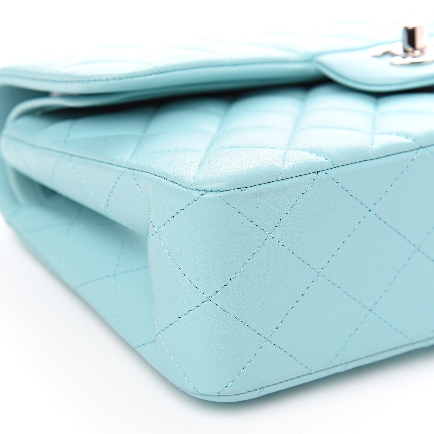 Chanel Lambskin Quilted Small Double Flap Light Blue 10 of 12