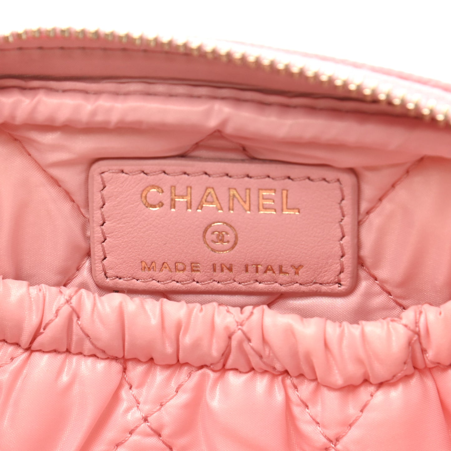 Caviar Quilted Small Curvy Pouch Cosmetic Case Light Pink