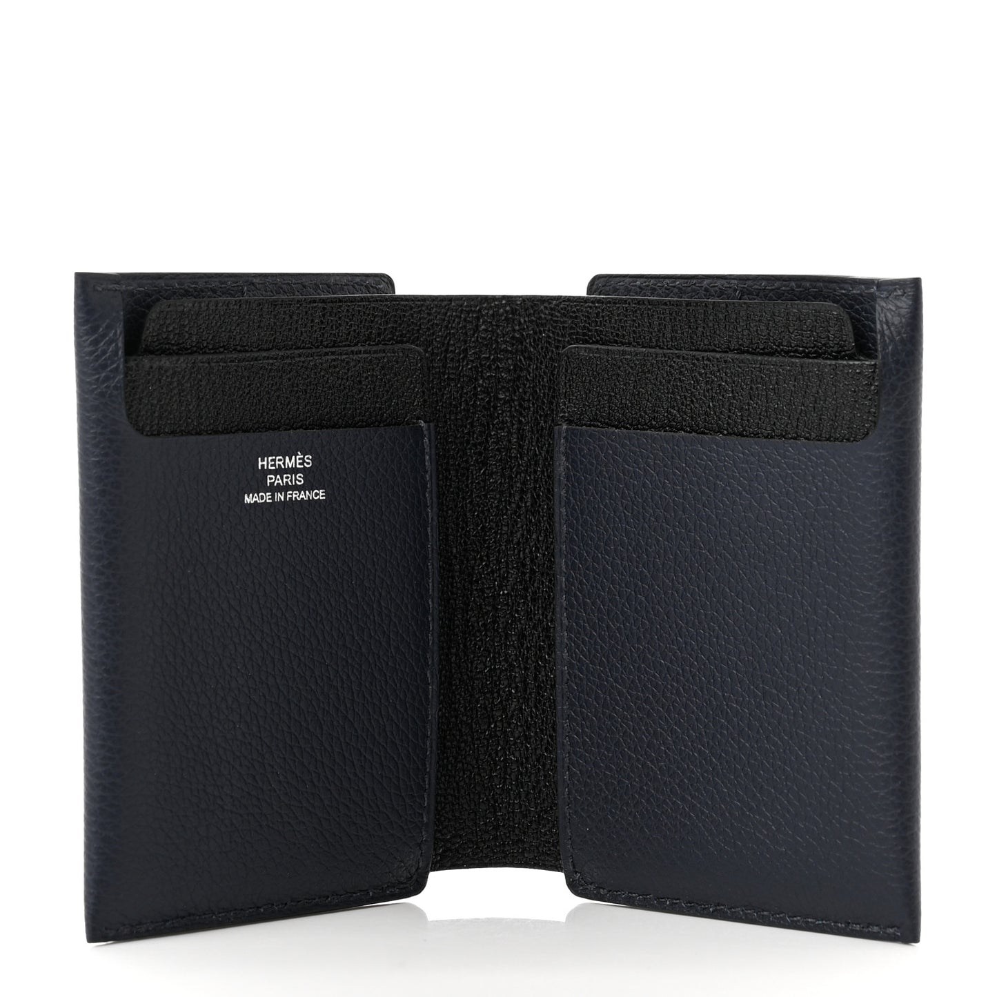 Evercolor Chevre Mysore Open Vertical Card Holder Bleu Nuit Black