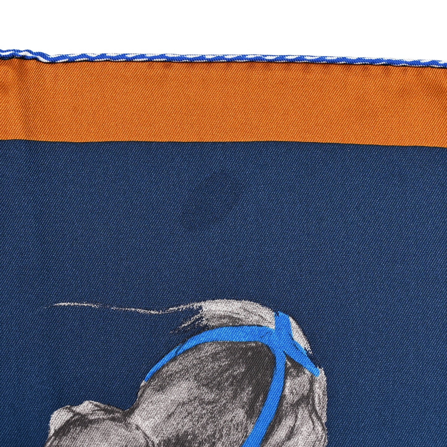 Silk Les Bassets Scarf 70 Marine Sepia