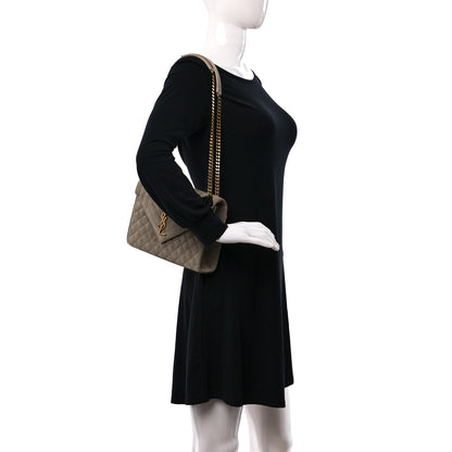 Saint Laurent Suede Mixed Matelasse Triquilt Medium Monogram Envelope Satchel Sea Salt 2 of 8