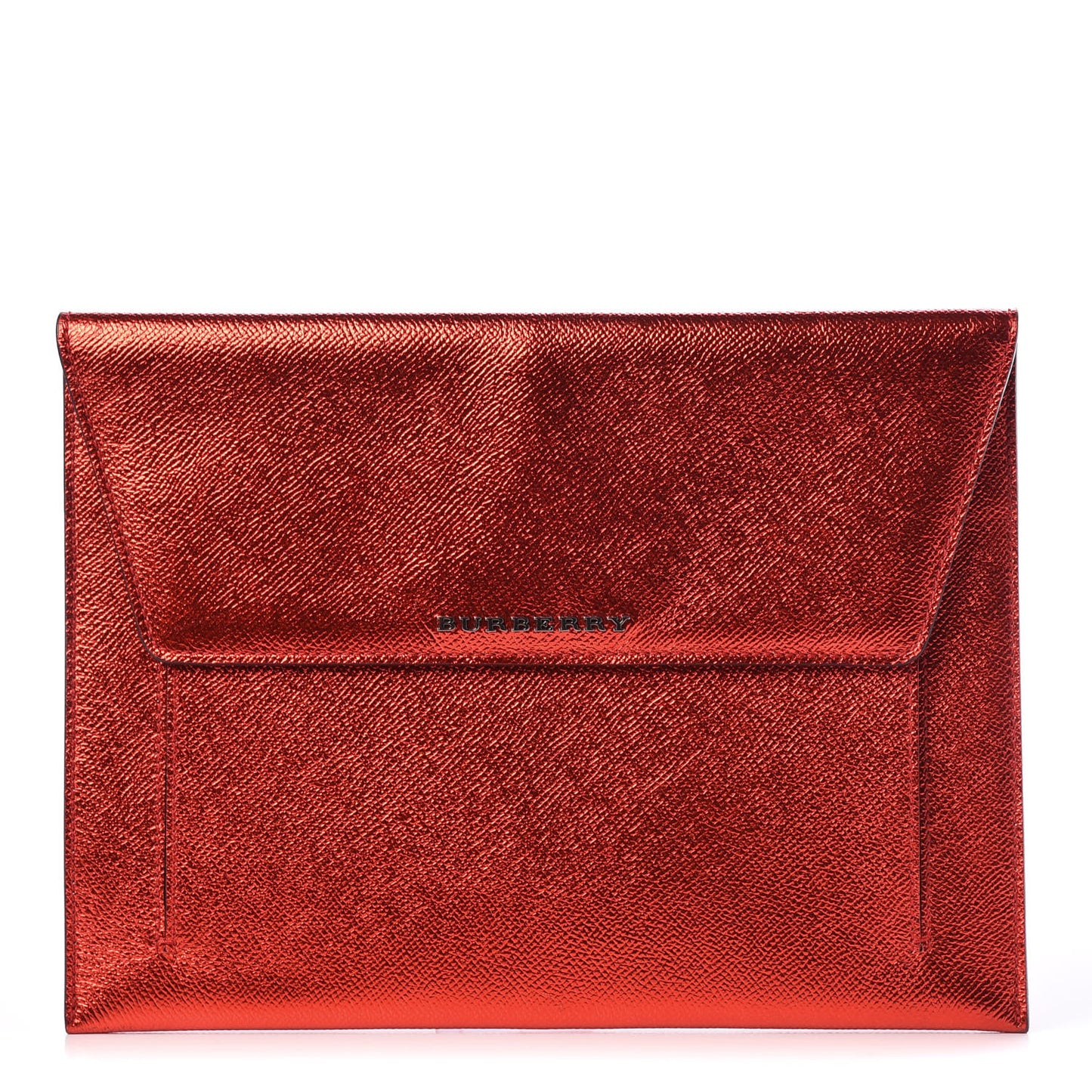 Metallic Calfskin Envelope Clutch Red