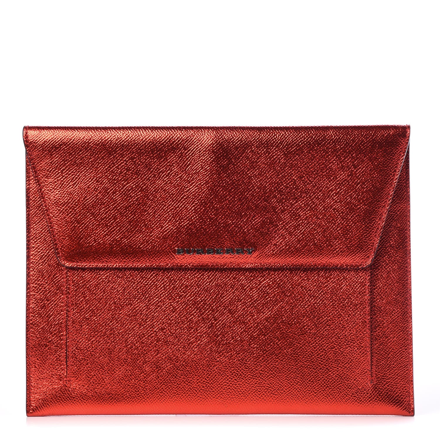 Burberry Metallic Calfskin Envelope Clutch Red 1 of 9