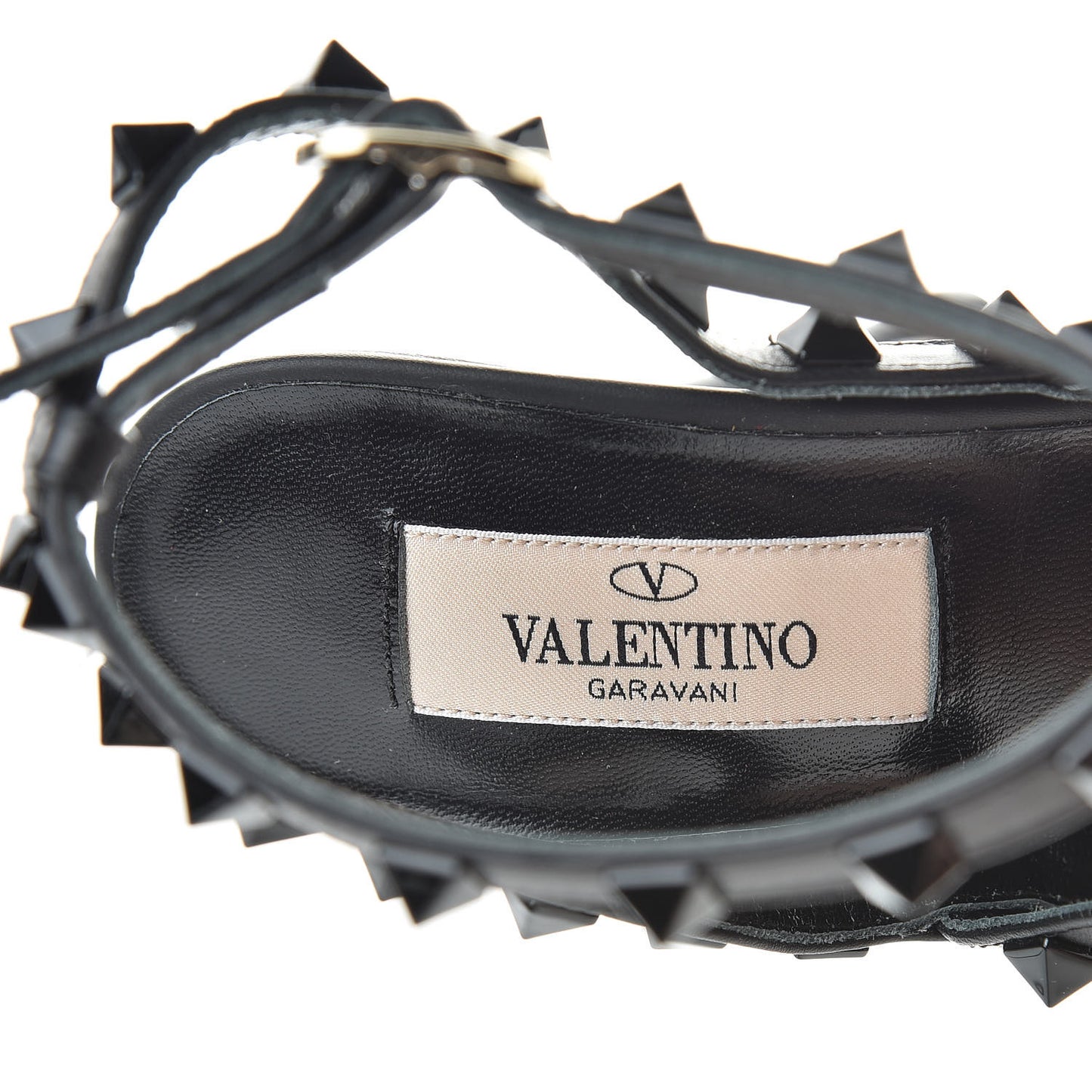 Calfskin Nappa Monochrome Rockstud Ankle Strap 100mm Pumps 36 Black