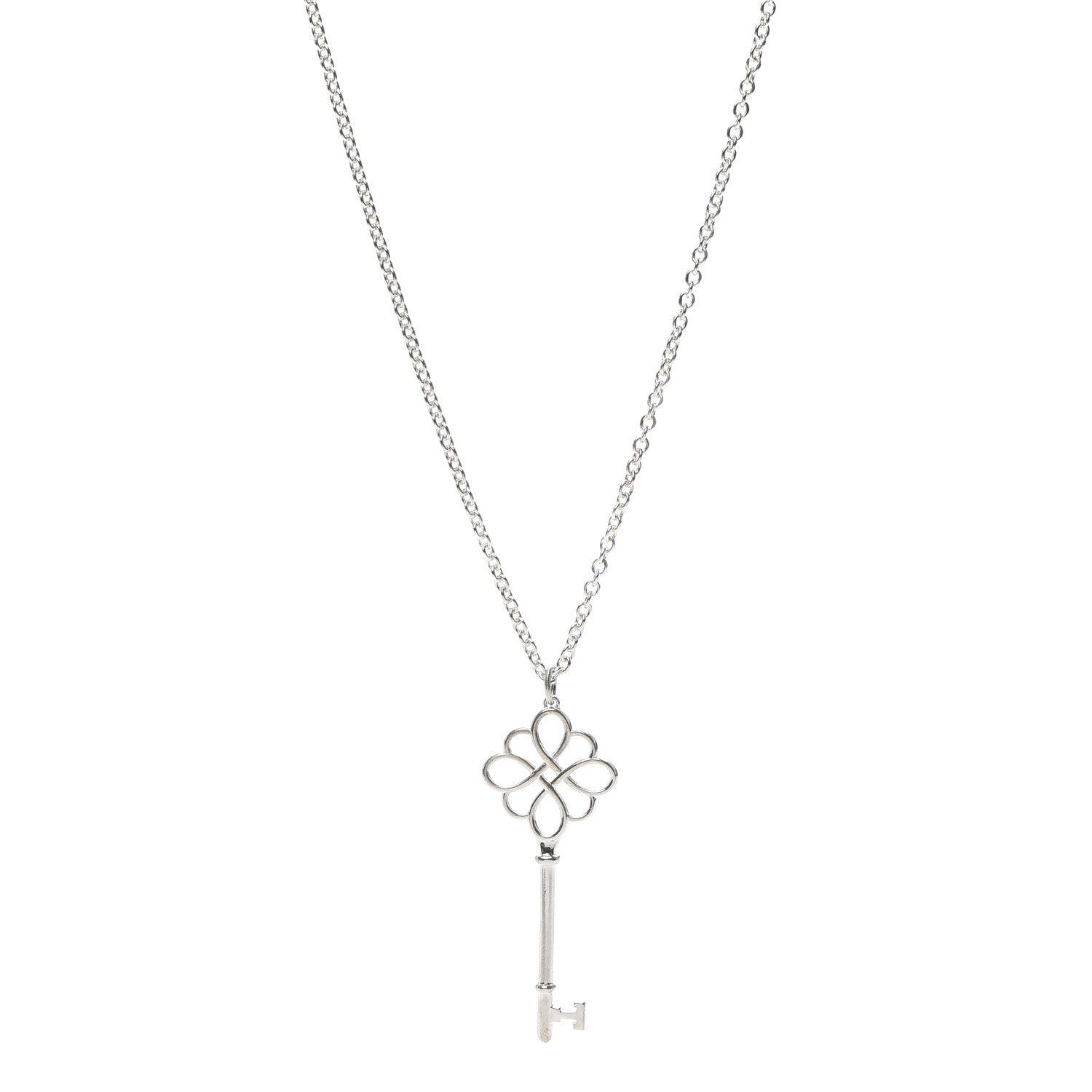 Tiffany Sterling Silver Knot Key Pendant Long Necklace 1 of 5