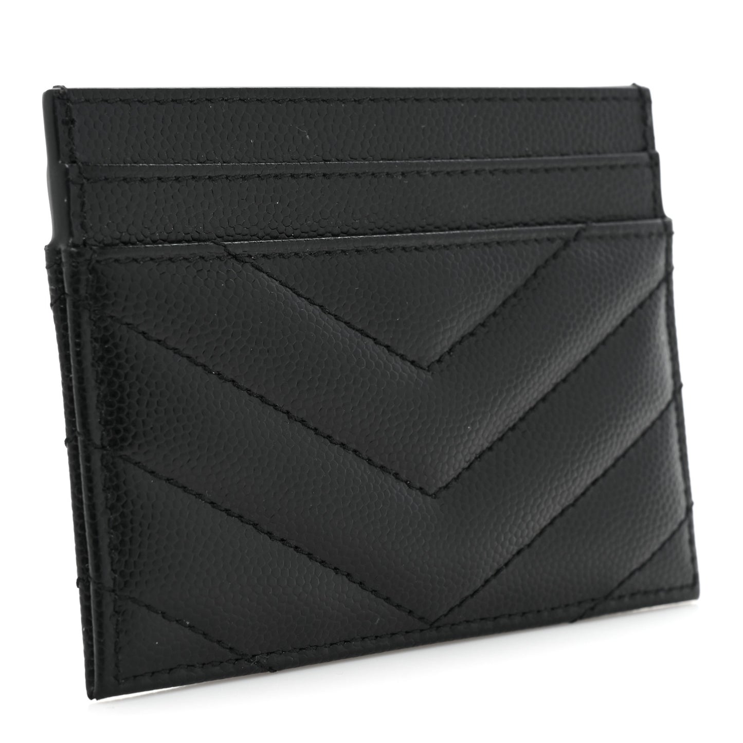 Grain De Poudre Matelasse Chevron Monogram Credit Card Case Black