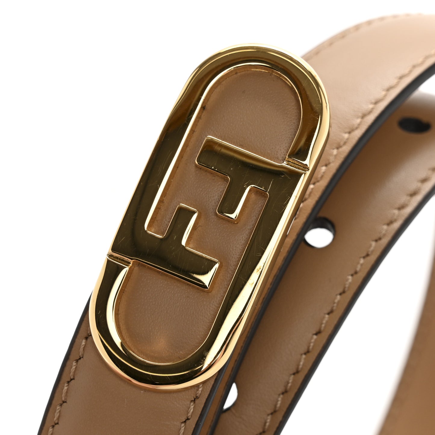 Vitello King Fendi O'Lock 2CM Belt 75 30 Tortora