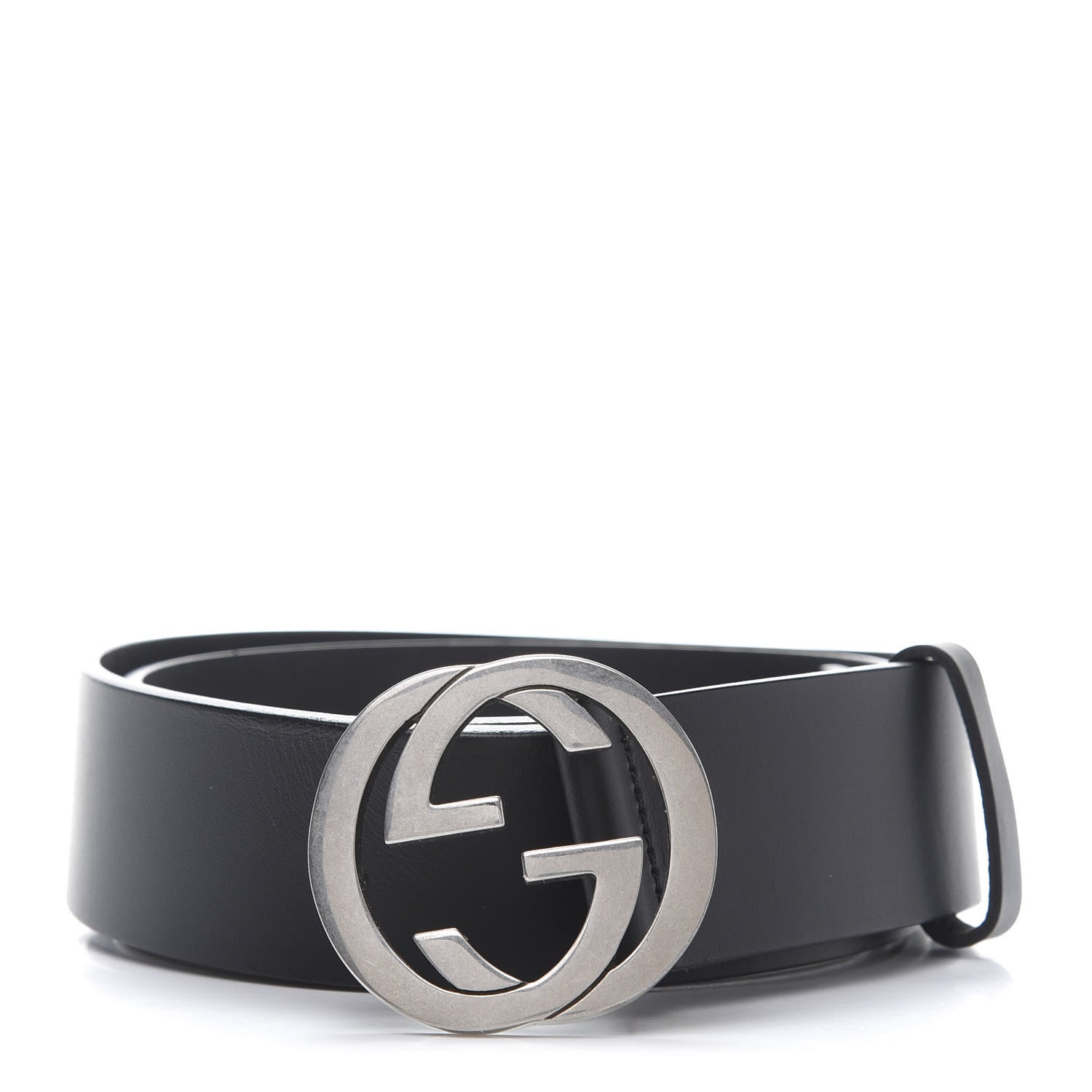 Gucci Selleria Calfskin Nickel Interlocking G 37mm Belt 85 34 Black 1 of 6