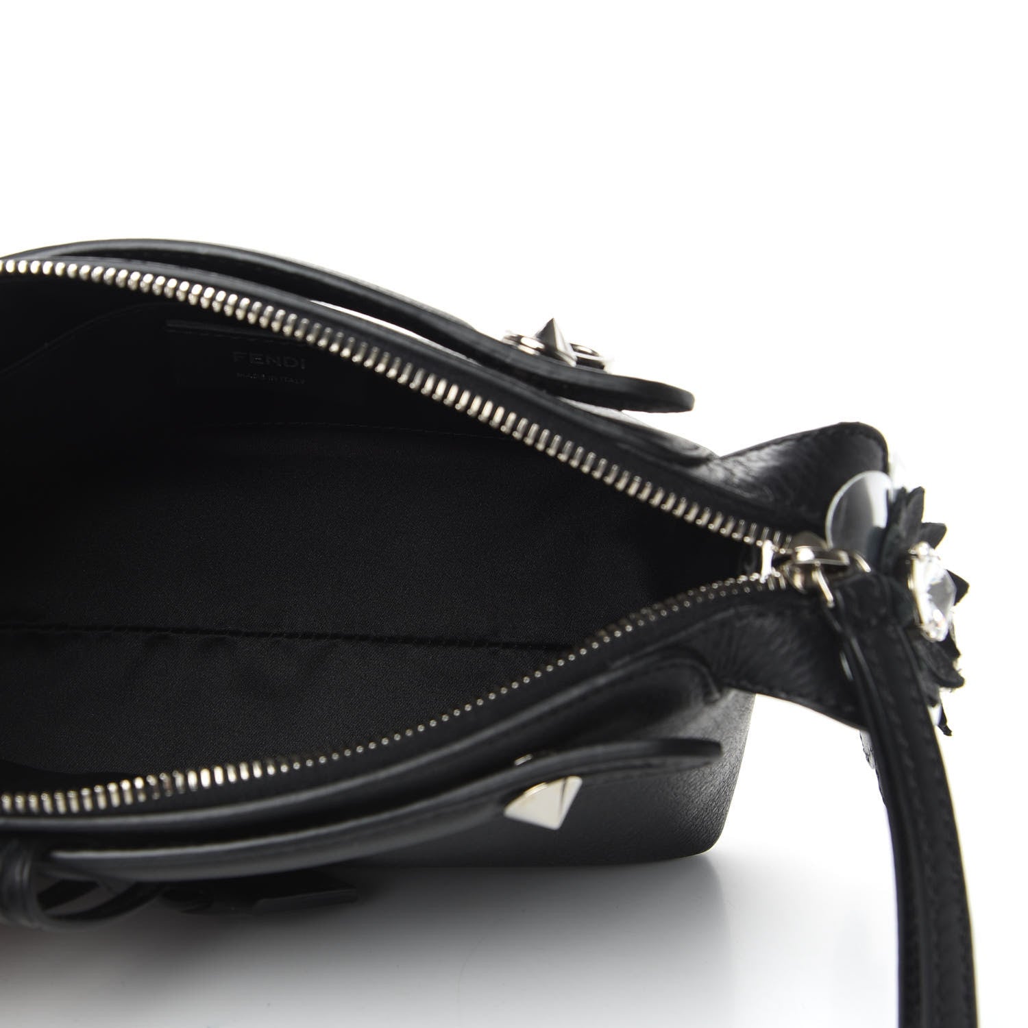 Fendi Vitello Dolce Crystal Flowerland Croc Tail Mini By The Way Boston Bag Black 7 of 9