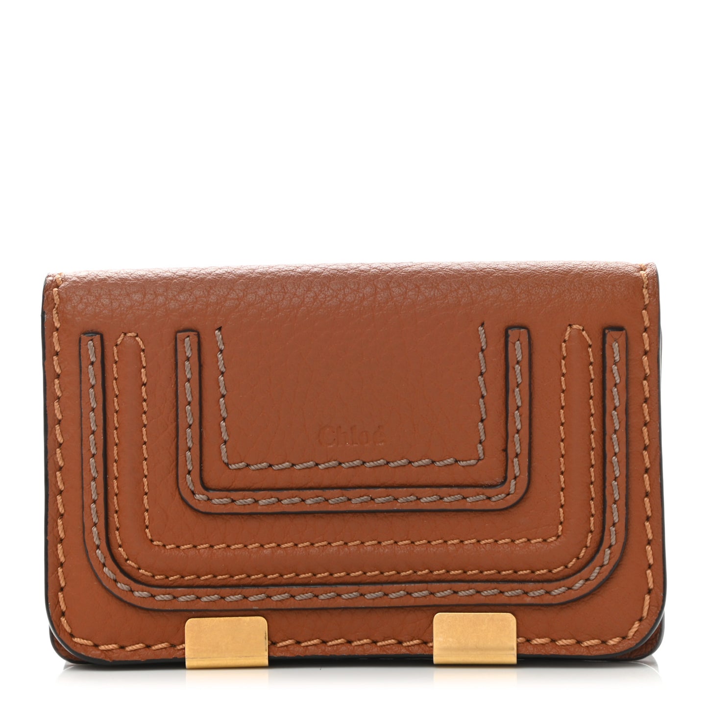 Grained Calfskin Marcie Compact Wallet Tan