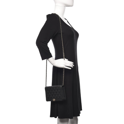 Chanel Caviar Quilted Boy Wallet On Chain WOC Black 2 of 12