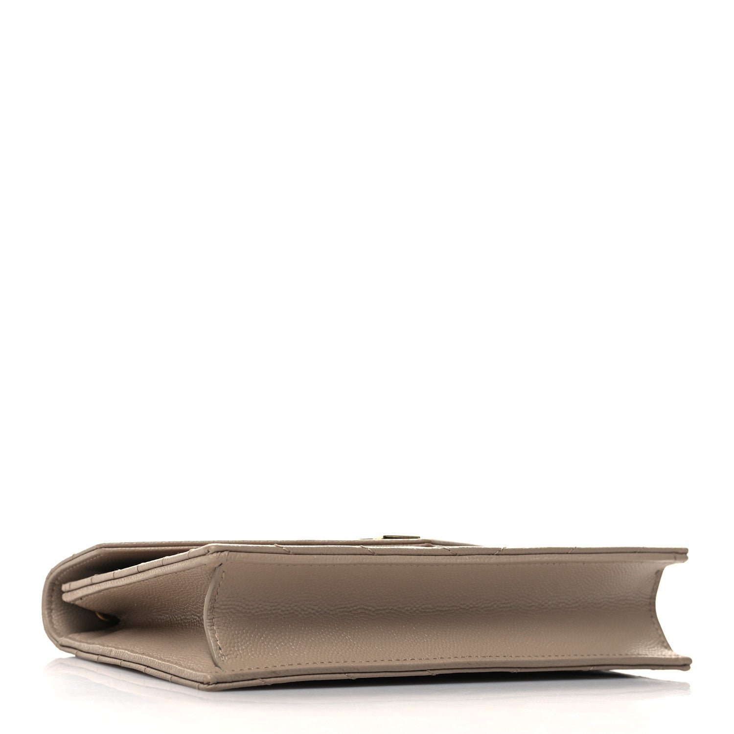 Saint Laurent Grain De Poudre Matelasse Chevron Monogram Envelope Chain Wallet Dark Beige 4 of 12