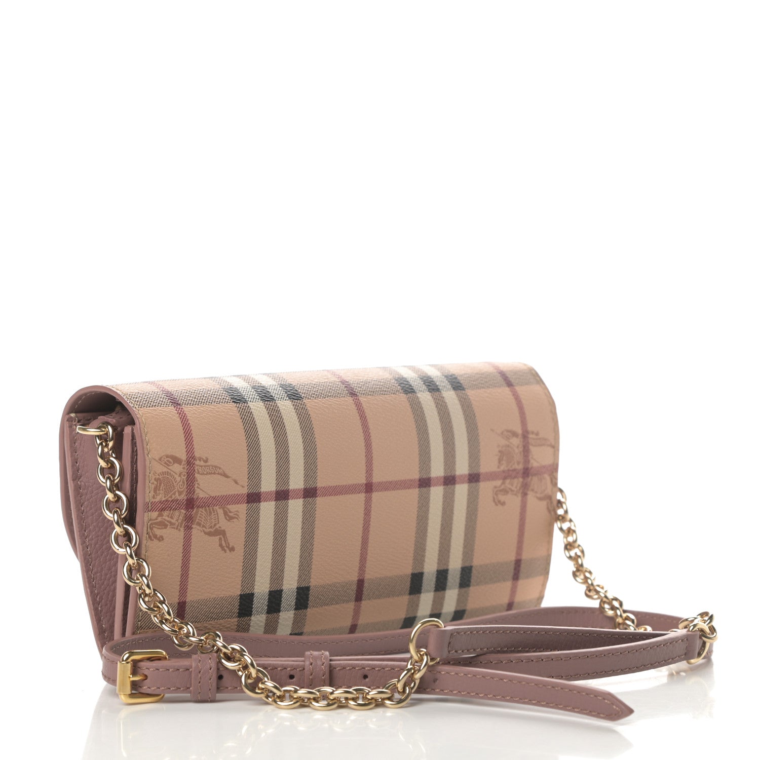 Burberry Haymarket Check Henley Wallet On Chain Dusty Pink 3 of 11