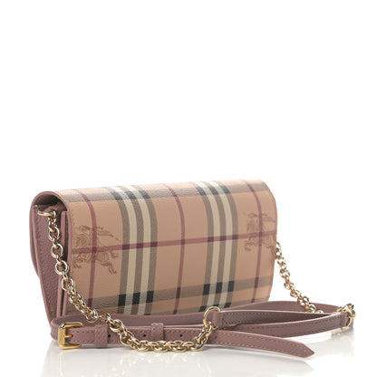Burberry Haymarket Check Henley Wallet On Chain Dusty Pink 3 of 11