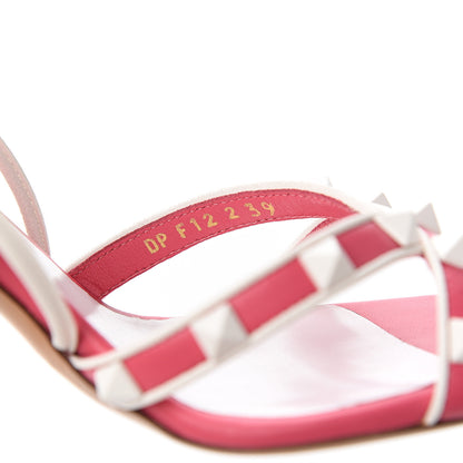 Valentino Garavani Calfskin Free Rockstud Crisscross Slingback 85mm Sandals 39 Shadow Pink Optic White 8 of 9