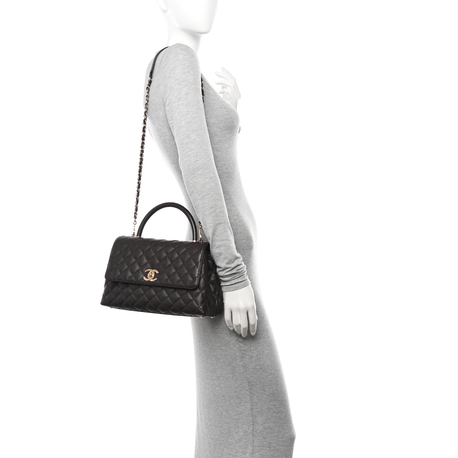 Chanel Caviar Quilted Small Coco Handle Flap Dark Brown 2 of 11