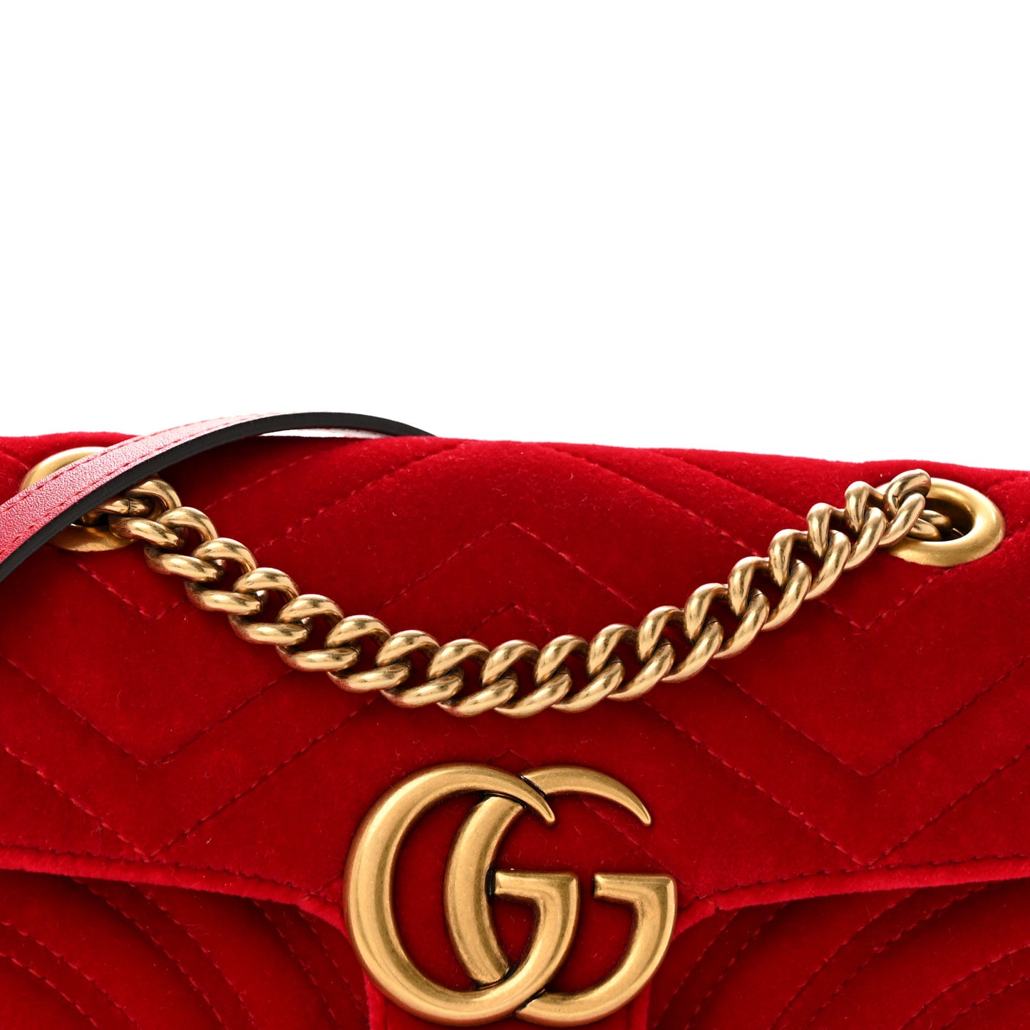 Velvet Matelasse Mini GG Marmont Shoulder Bag Hibiscus Red