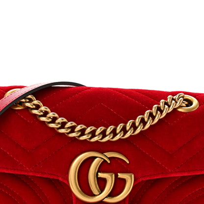 Gucci Velvet Matelasse Mini GG Marmont Shoulder Bag Hibiscus Red 8 of 13