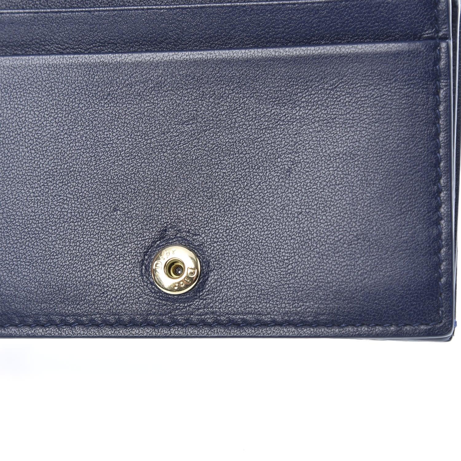 Christian Dior Lambskin Cannage Mini Lady Dior Wallet Navy 9 of 12