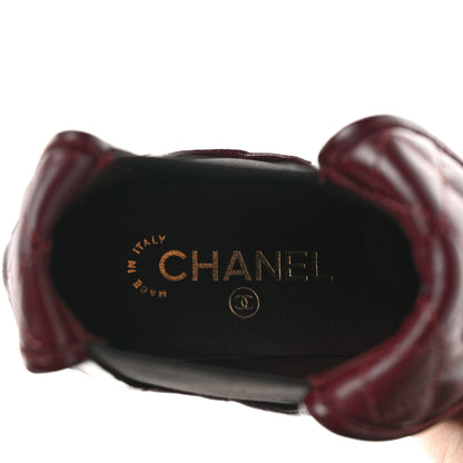 Chanel Lambskin Quilted Cap Toe CC Turnlock Booties 38 Burgundy Black 7 of 9