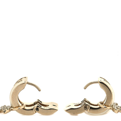 Chanel Crystal CC Hoop Drop Earrings Gold Pearly White 3 of 4