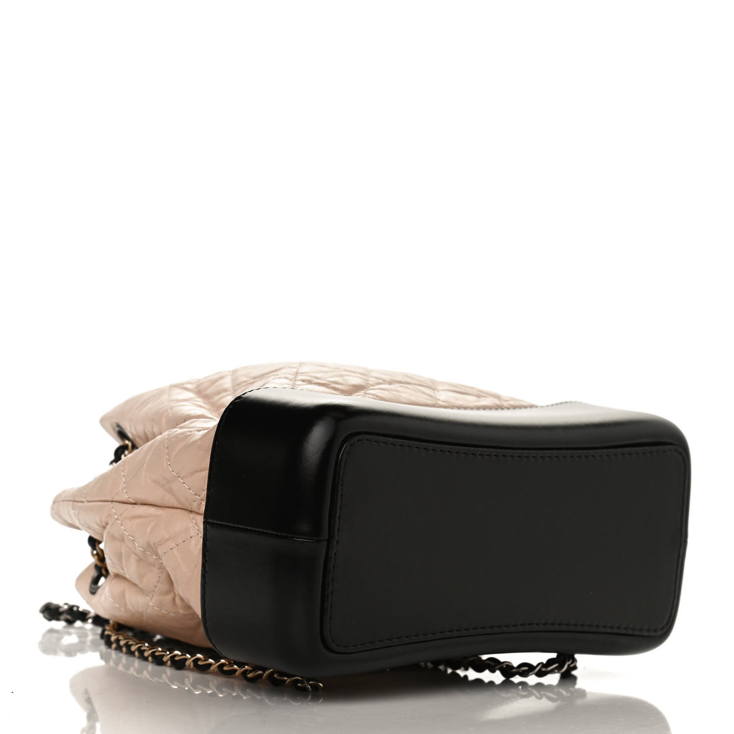 Aged Calfskin Quilted Small Gabrielle Backpack Beige Black