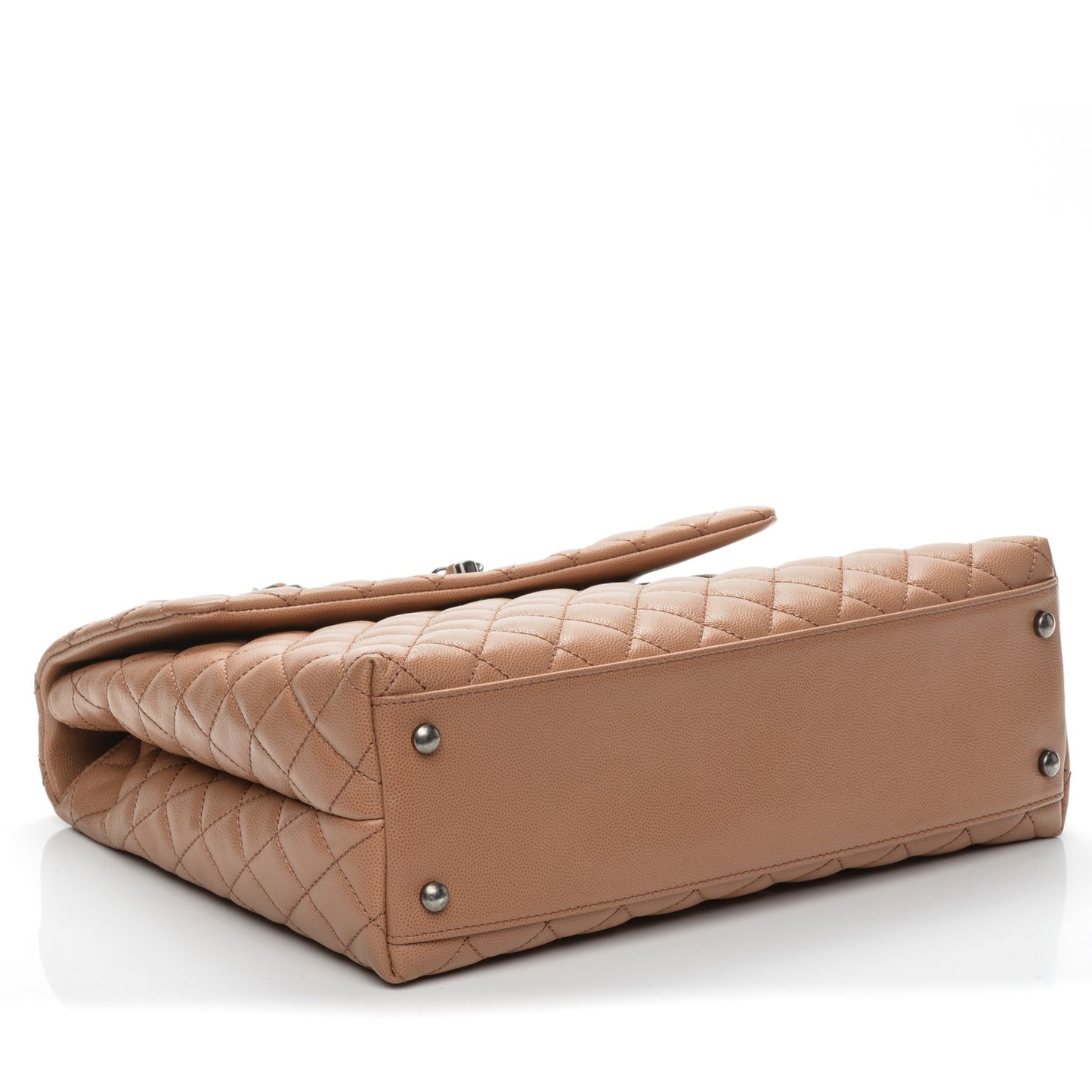 Caviar Lizard Quilted Large Coco Handle Flap Beige