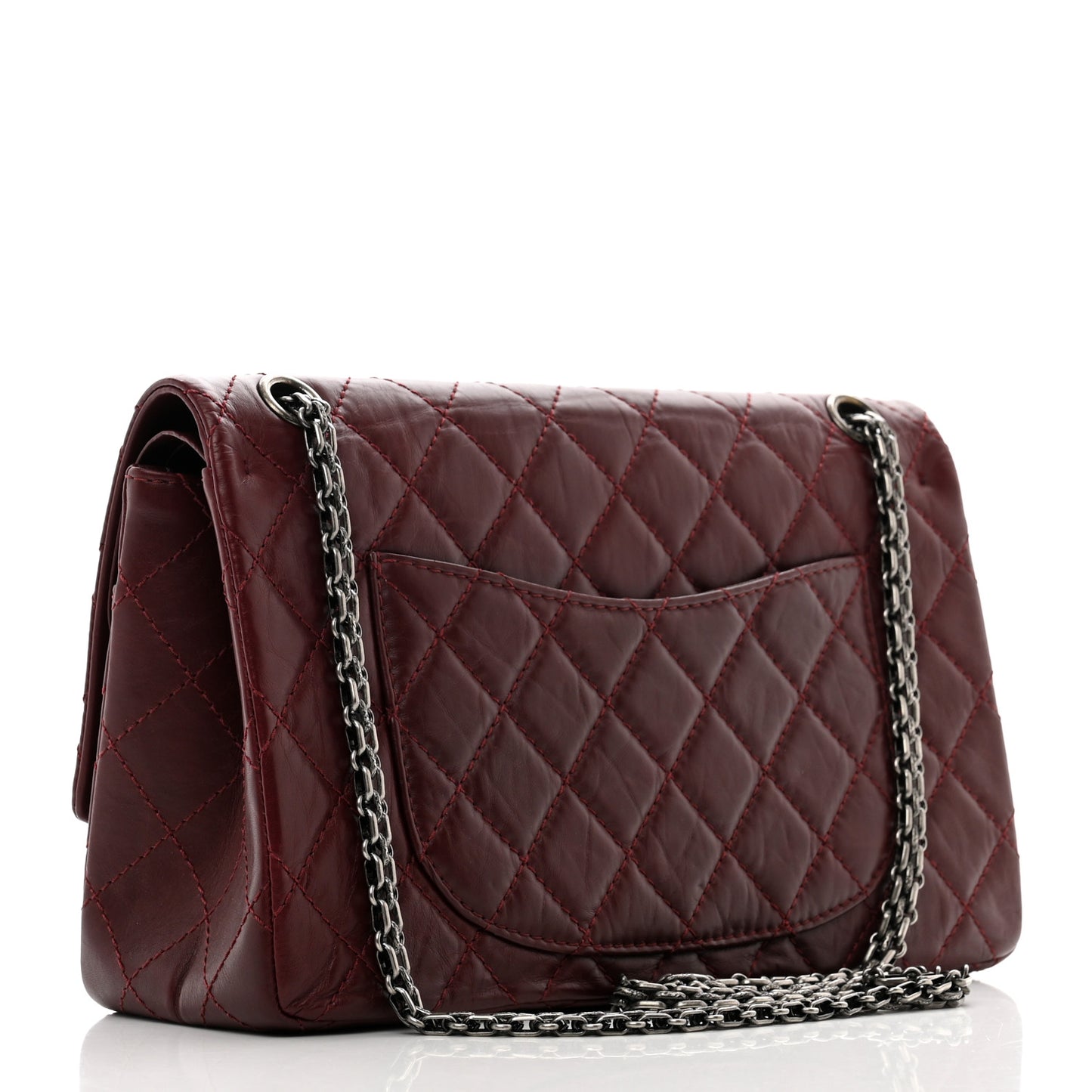 Aged Calfskin Quilted 2.55 Reissue 225 Flap Dark Burgundy