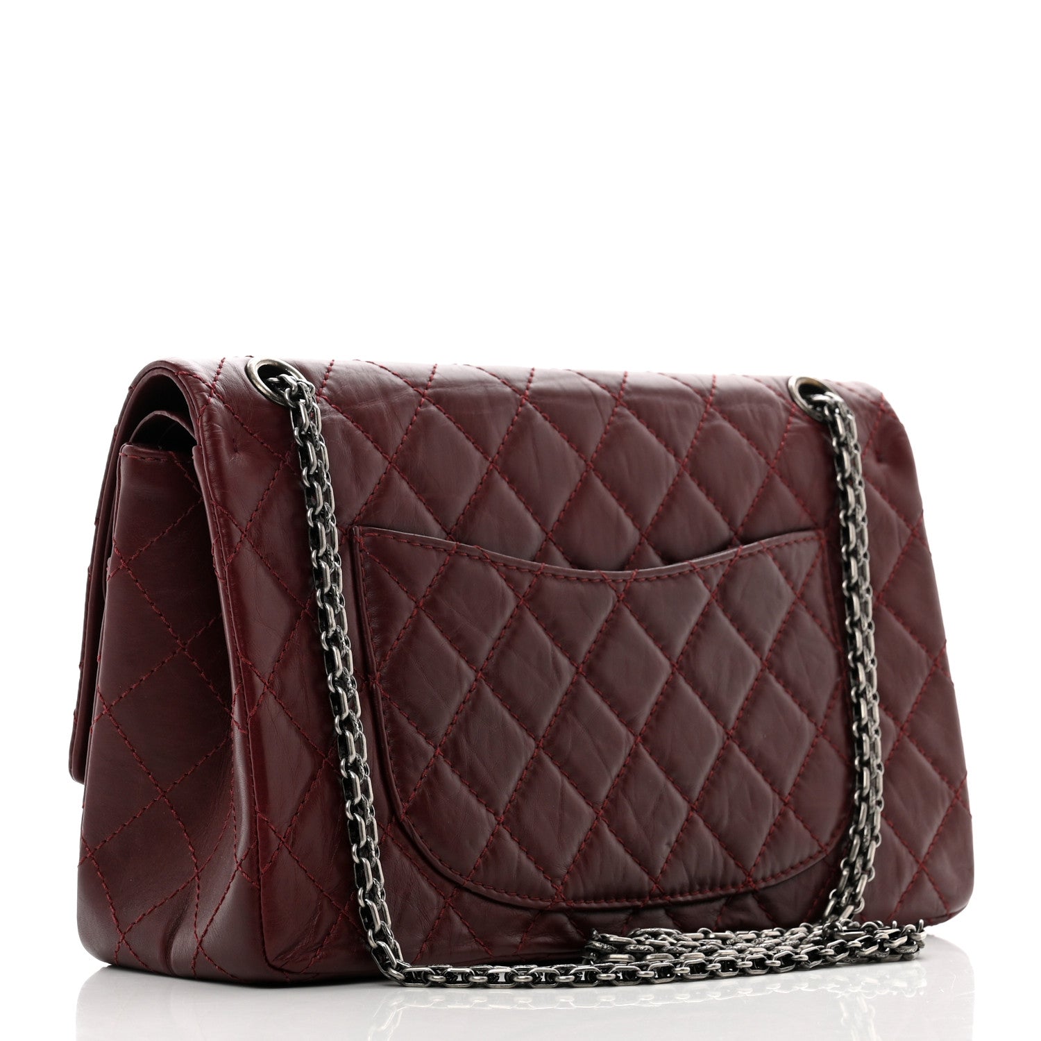 Chanel Aged Calfskin Quilted 2.55 Reissue 225 Flap Dark Burgundy 3 of 11