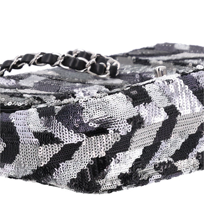 Chanel Sequin Medium Single Flap Silver Black 10 of 11