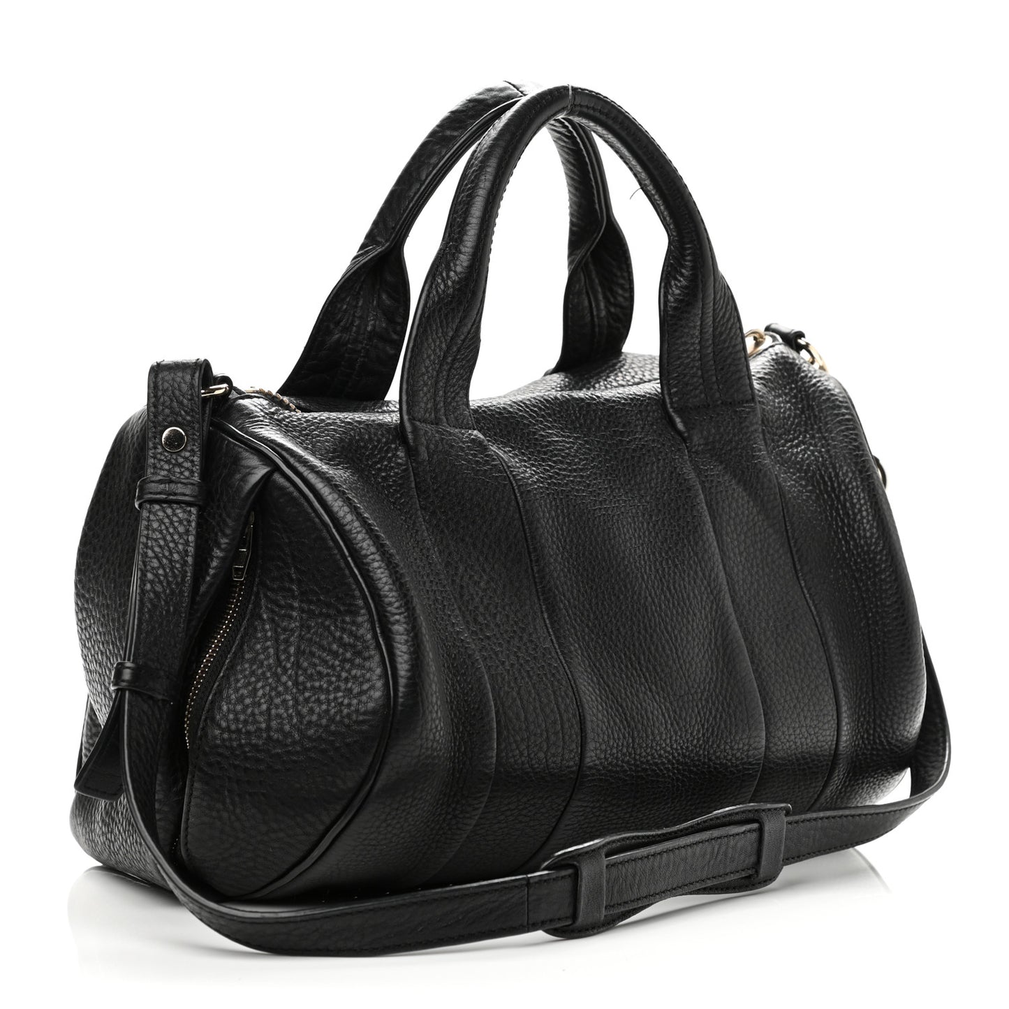 Pebbled Lambskin Rocco Black Pale Gold Hardware