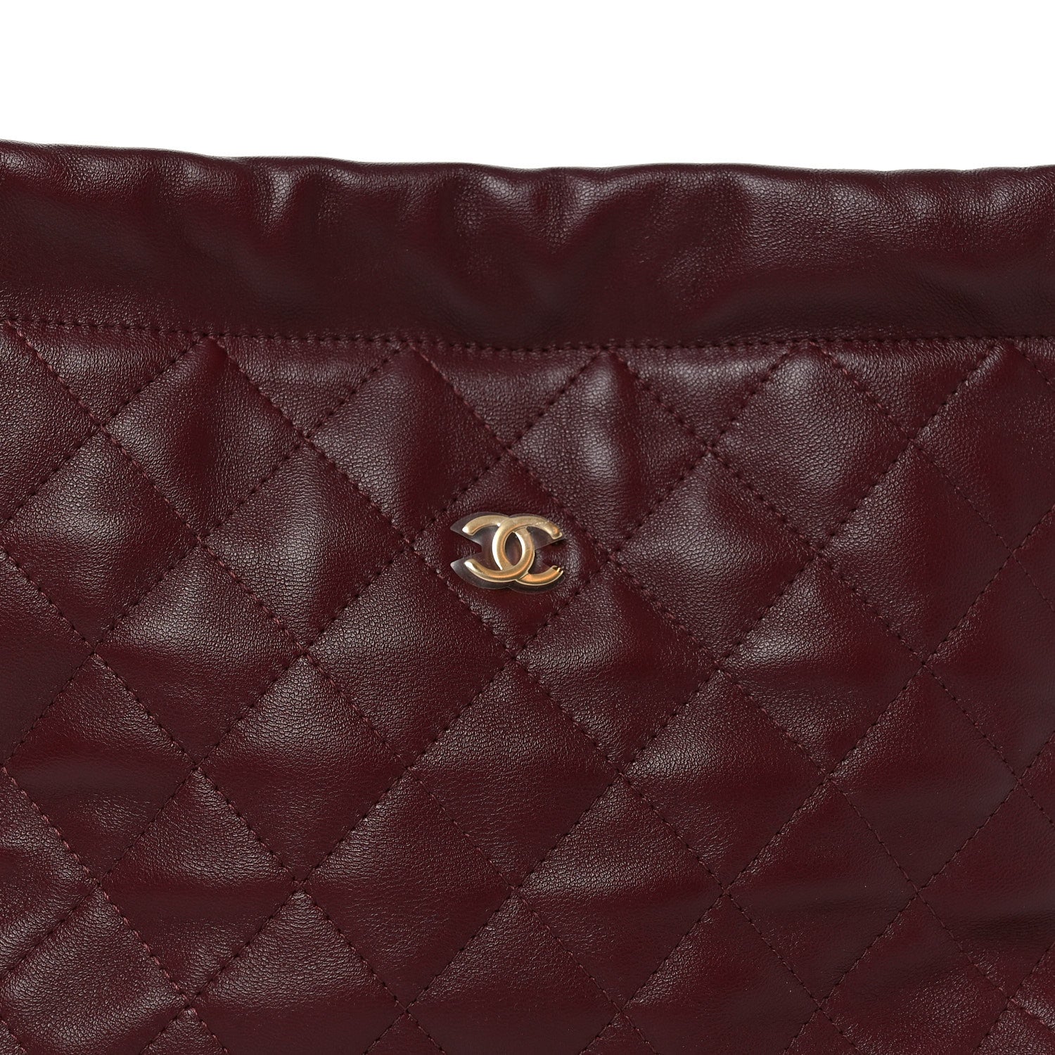 Chanel Lambskin Quilted Drawstring Clutch With Strap Dark Burgundy 7 of 9