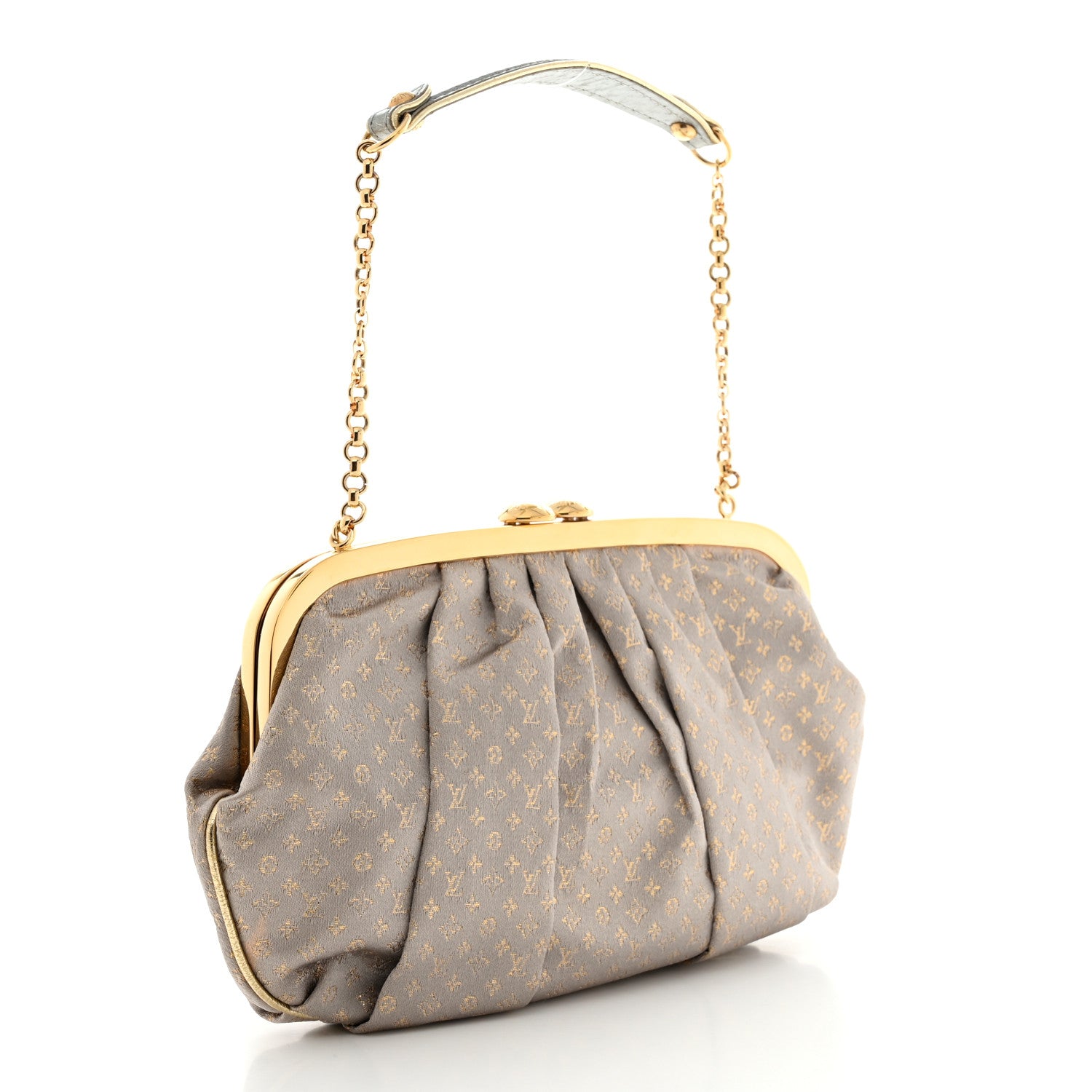 Louis Vuitton Satin Monogram Aumoniere Clutch Silver 2 of 7