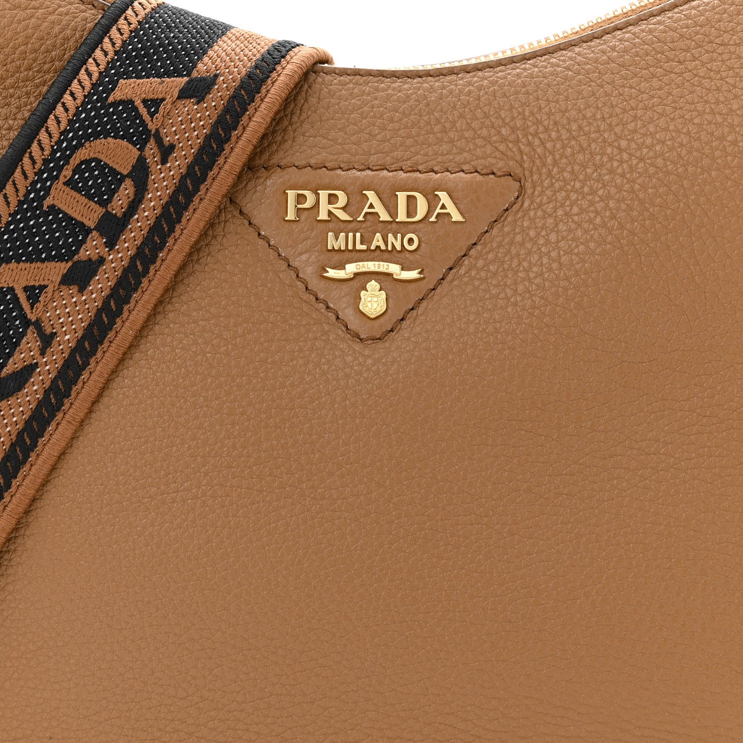 Prada Vitello Daino Soft Large Zippered Messenger Hobo Caramel 8 of 11