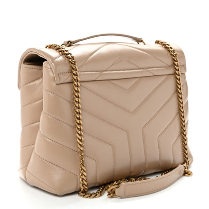 Saint Laurent Calfskin Y Quilted Monogram Small Loulou Chain Satchel Dark Beige 3 of 11